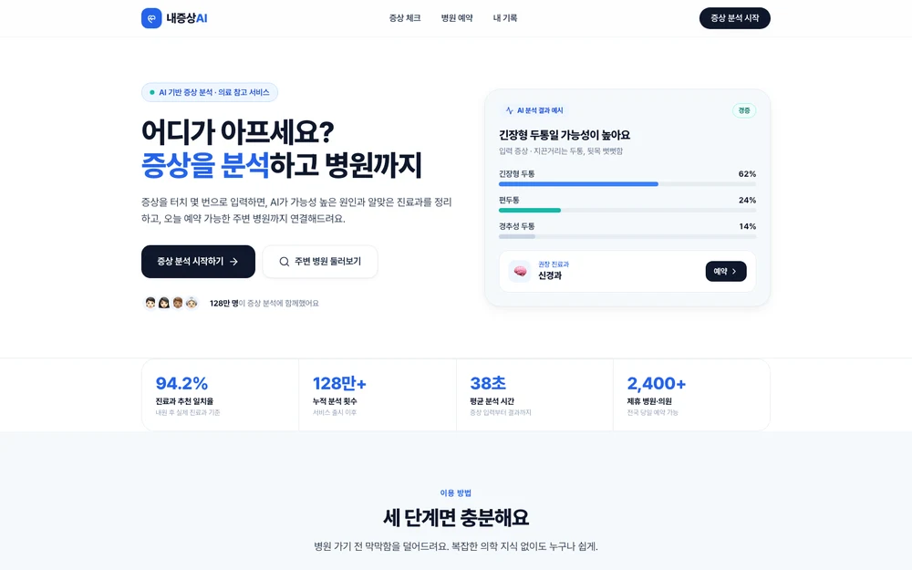 내증상AI 실제 앱 화면